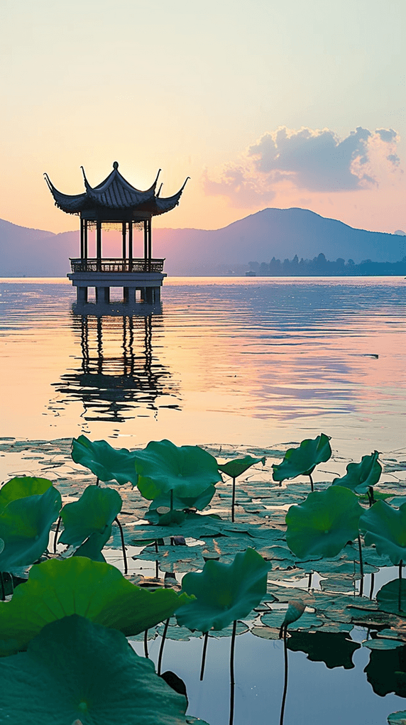 创意语文课本封面杭州西湖著名景点风景
