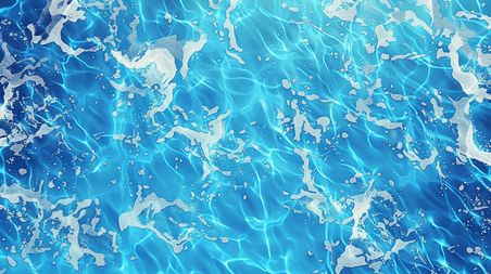 创意夏天夏季手绘蓝色大海水池水面纹理水量的背景7