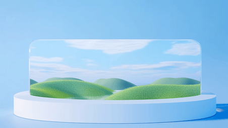 创意春天风景展览空镜大气企业商务宣传抽象空间3D透明展台场景设计图