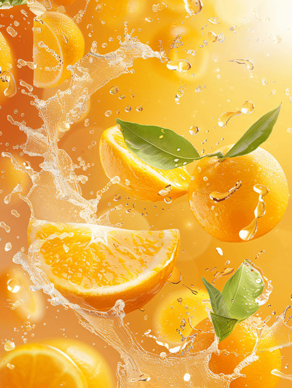 创意夏天清凉橙色水果生鲜橙色橙汁橘子
