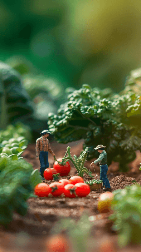 种植蔬菜五一劳动节菜园里微景观劳动人物背景图