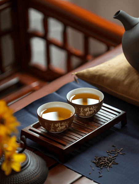 创意茶具餐饮中式茶道特写饮茶时光11