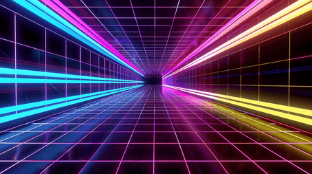 创意彩色科幻赛博朋克科技空间感线条纹理的背景