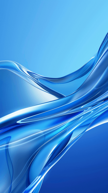 创意蓝色大气商务美业科技流体清透3D渲染流动变幻的玻璃色彩背景