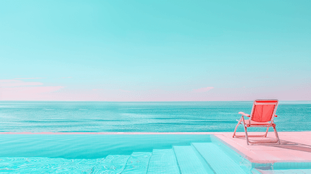 创意夏天蓝色海边度假的大海旅游沙滩背景1