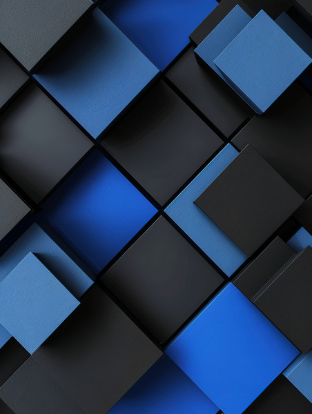 创意科技企业商务暗黑方形几何黑色和蓝色背景