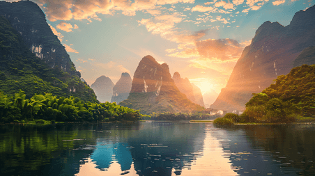 创意中国广西桂林的美丽景观风景旅游美景