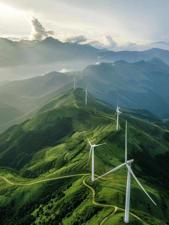 创意东白山山顶风电场风力发电新能源环保