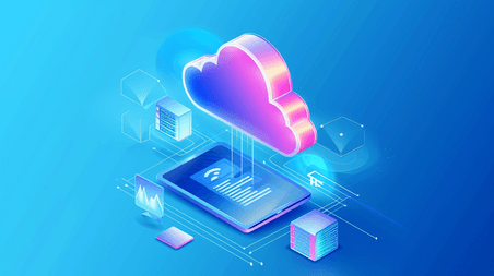 创意蓝色商务信息数据科技云服务云数据云端插画5