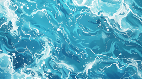 创意手绘微光粼粼清澈水池的水面波浪大海背景3