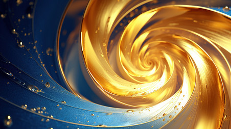 创意金色蓝色水波旋转抽象螺旋金色蓝色漩涡商务科技18