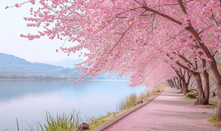 创意西湖樱花浪漫植物花卉风景