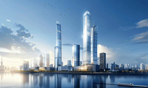 创意上海陆家嘴金融建筑画报感城市都市风景