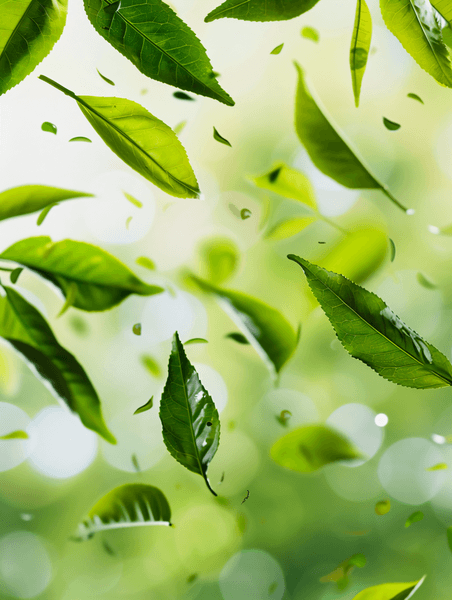 创意浓郁的茶茶叶春天绿色植物叶子