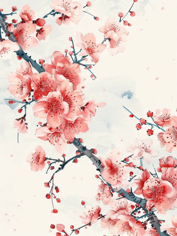 水墨花卉圖 花卉水墨画图片-古代绘画-百图汇素材网