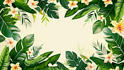创意绿色春天夏天植物装饰叶子边框背景14