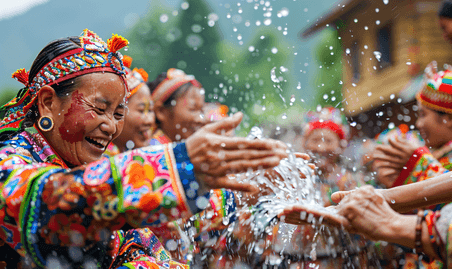 创意传统节日泼水节狂欢民族传统节日习俗