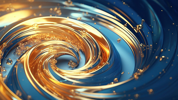 创意螺旋金色蓝色漩涡色蓝色水波旋转线条抽象商务背景