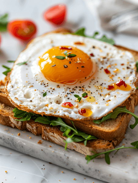 创意鸡蛋面包早餐荷包蛋溏心蛋餐饮美食