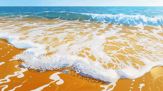 夏天夏季创意清新唯美自然户外海边海浪沙滩浪花的背景