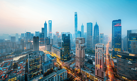 创意延安路高架上海城市都市商务建筑蓝天风景