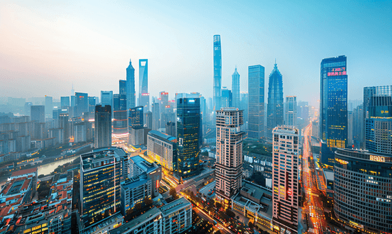 创意延安路高架上海城市都市商务建筑蓝天风景