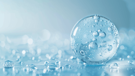 创意浅蓝色水晶晶体泡沫气泡的背景