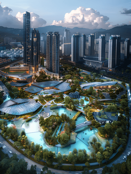 创意深圳人才公园全景城市都市商务建筑风景