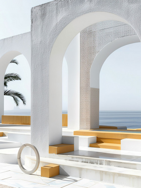 创意极简建筑拱门岛屿背景大气抽象