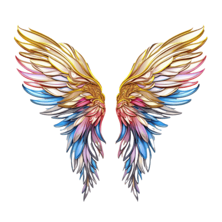 创意翅膀浪漫唯美游戏彩色飞翼元素立体免抠图案