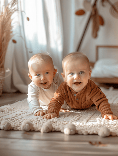 创意两个可爱的宝宝愉快的玩耍母婴儿童婴儿唯美画面摄影图 人物