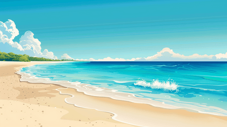 创意清新蓝色夏天夏季大海海水海浪沙滩的背景