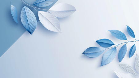 创意清新蓝色树叶纹理风格的商务背景