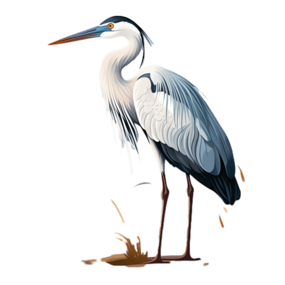 创意灰色单鹤元素立体免抠图案