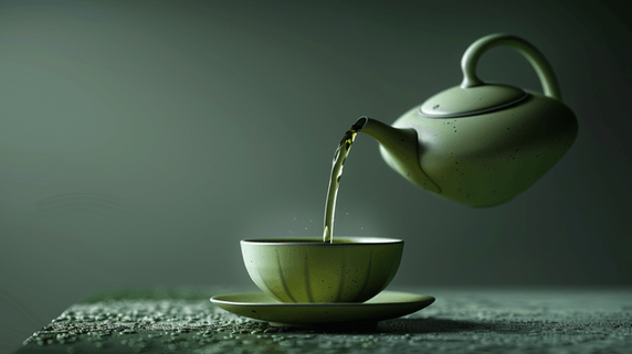 创意优雅中国风茶叶喝茶中式茶具茶叶品茗合成创意素材背景