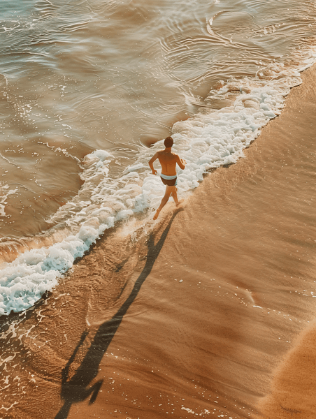 创意海边奔跑运动大海人物夏天夏季摄影图