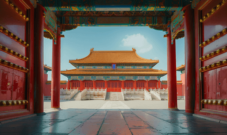 创意北京故宫国庆节古代建筑地标