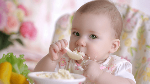 创意正在吃饭的婴儿幼儿母婴人像