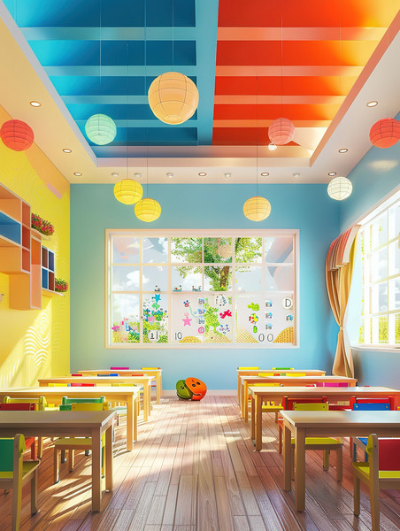 创意明亮多彩的儿童教室图片