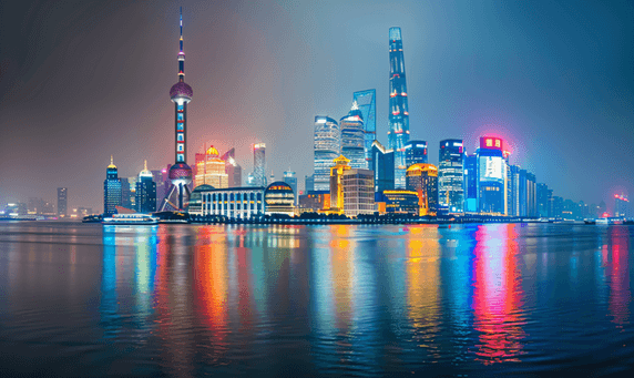 创意上海的城市夜景高楼大厦城市都市商务建筑风景