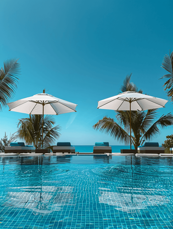 创意酒店泳池全景大海旅游海南夏季夏天图摄影图