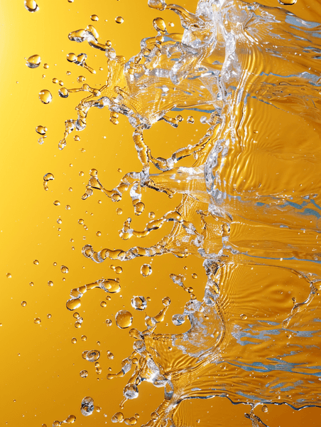 创意金黄色液体夏季清凉水流飞溅背景