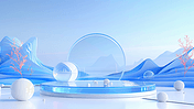 大气企业宣传商务流体玻璃蓝色创意抽象几何流体背景75