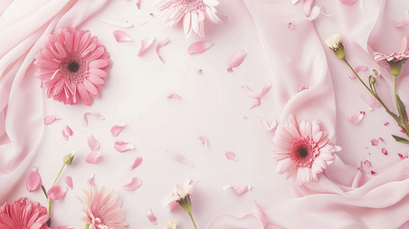 粉色浪漫唯美菊花俯视花朵花瓣描绘摄影照片
