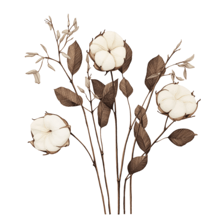 创意洁白棉花元素植物花朵植物农作物免抠图案