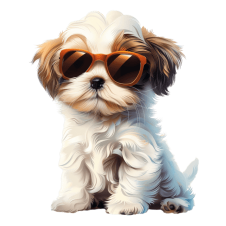 创意小狗墨镜元素卡通夏天旅游动物宠物免抠图案