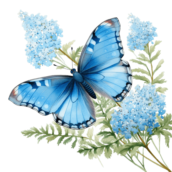 水彩昆虫蝴蝶花朵元素免抠图案