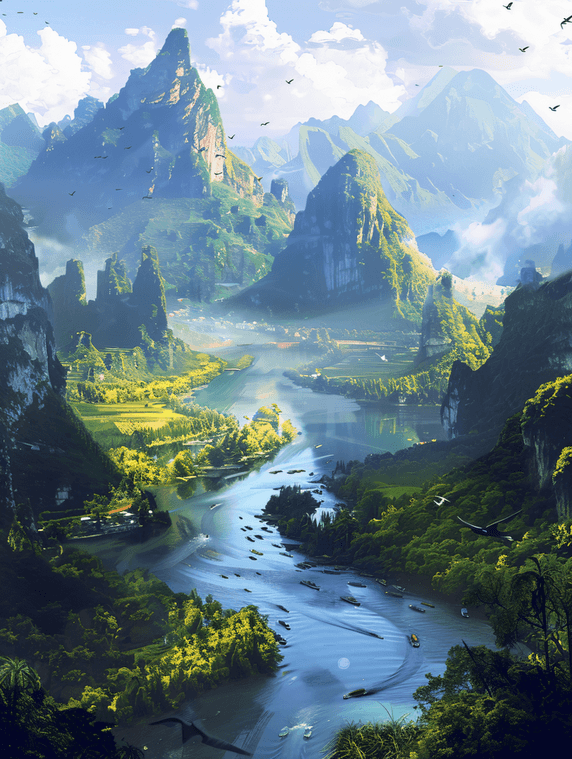创意桂林群山山水中国优雅美丽风景