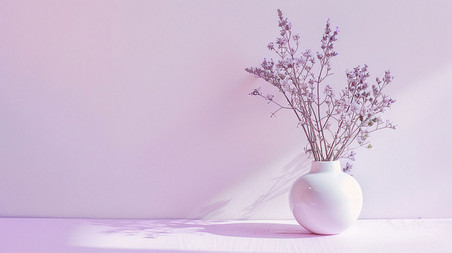 花束砖石紫色简约文艺浪漫墙面背景描绘摄影照片