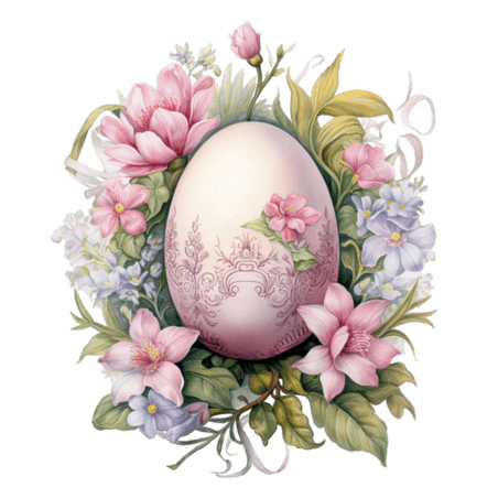 创意鸡蛋鲜花复活节元素免抠图案